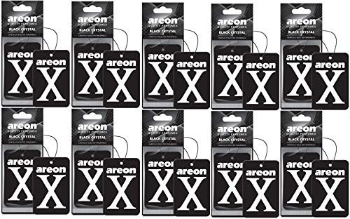 AREON X Autoduft Schwarz Kristall Auto Lufterfrischer Aufhänger Anhänger Spiegel Pappe 2D (Set Pack x 10)