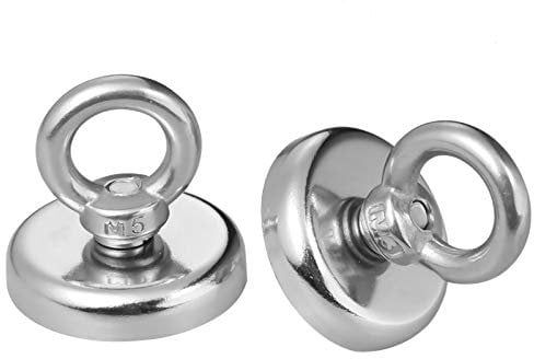 Stark Neodym Ösenmagnet, Durchmesser 32mm,Wukong Zugkraft 30kg Super Starker Neodymium Magnet Haken (2PCS)