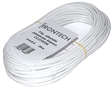 Cavo stendibiancheria da esterno/interno, Misura Diametro 5 mm x 20 metri, Ottone Plastificato Anti Ossidazione e Ruggine, Bianco