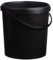 20 LITRE BLACK PLASTIC BUCKET WITH LID WITH A PLASTIC HANDLE, HARD WEARING BUCKET