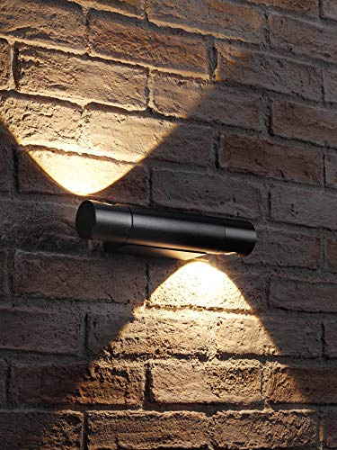 Auraglow Black Integrated LED Indoor Outdoor Rotatable Swivel Up & Down Wall Light, IP54, Warm White for Home Porch, Garage or Garden | Rotatable indoor outdoor warm white fitting, adjustable direction, for home porch, garage, garden and hallway