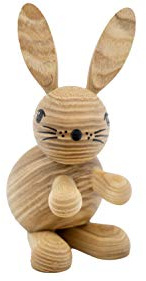 Kuhnert Drechslerei Osterdekoration/Osterhase „Hedda“ stehend, Blick nach rechts gerichtet, aus hellem Holz, für EIN Bezauberndes Osterfest oder eine dauerhafte Dekoration, Holzkunst Made in Germany