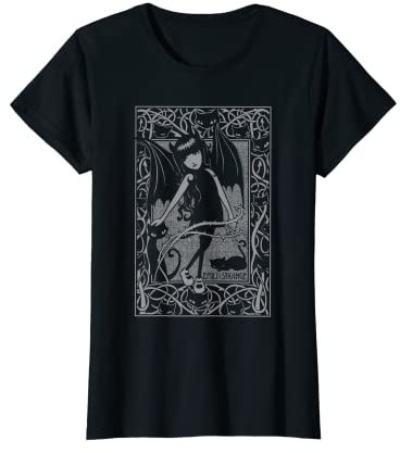 Emily The Strange Damen T-Shirt Night Walker Fan T-Shirt Schwarz S Klassische Passform Kurzarm Rundhals-Ausschnitt 100% Polyester Einfarbig Klassisch Alle