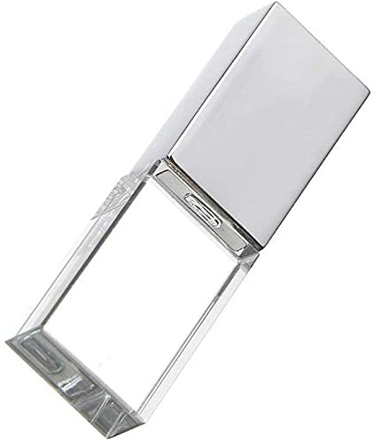 HONGPAS New Crystal Transparent Rectangle Genuine USB Flash Drive 3.0 LED Light Memory Stick Birthday Wedding Gift Pen Drive,Silver (64GB)