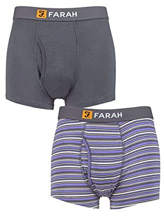 Farah Mens Classic Striped and Plain Bamboo Keyhole Trunks Pack of 2