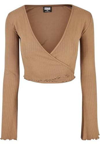 Urban Classics Damen Ladies Cropped Rib Wrapped Longsleeve