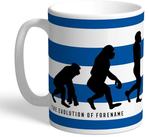 Personalised Football Evolution 11oz Ceramic Mug for Queens Park Rangers Fans in QPR Colours, Gloss Finish, Dishwasher Safe