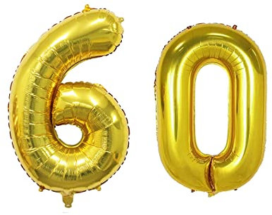 Luftballon 60 Geburtstag Deko Gold Luftballon Zahlen 60, GoldRock 60. Geburtstag Frau Mann, 16 Zoll 60 Geburtstag Ballon, Folienballon 60 Jahre, Helium 60. Geburtstag Deko,60 Jubiläum Party Dekoration