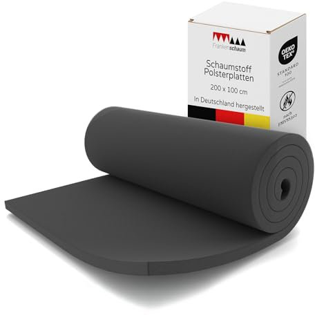 Frankenschaum Schaumstoffplatte RG26/35F - 200x100x5cm, Akustikpaneel aus Schaumstoff zur Effektiven Schalldämmung, Einfacher Zuschnitt, Anthrazit