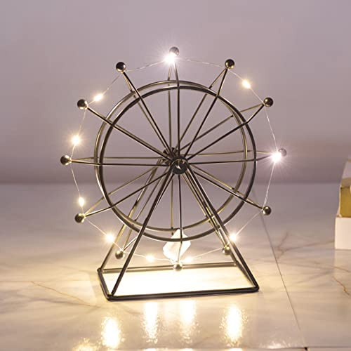 Riesenrad Figur,Schmiedeeisen Riesenrad Modell,Riesenrad Skulpturen Modell,Tischplatte Kunst Skulptur Modell,Metall Ornamente Geschenk,Büro Tischdeko,Für Couchtisch Esstisch Bücherregal (ohne licht,A)