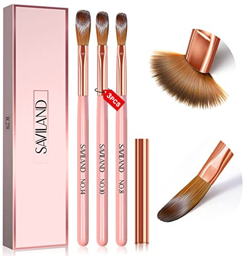 Saviland 3 PCS Kolinsky Acrylic Nail Brush: Size 8/10/14 Premium Quality Durable Nail Brush for Acrylic Powder Monomer Liquid Nails Extension&3D Nailcarving Tool