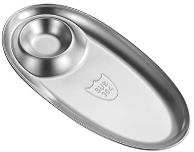 HACLEN Porzellan Pommesschale, Pommesschalen Edelstahl, Pommes Schalen, Mehrweg Wurstschale Würstchenteller Snackschale Für Imbiss,Silber,L