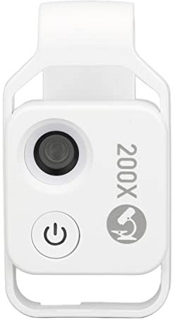 Mini Microscope de Poche pour Téléphone 200X, Microscope Universel pour Téléphone avec Lumière LED et Polariseur CPL, Microscope Numérique Portable pour Smartphones iOS et Android (Blanc)