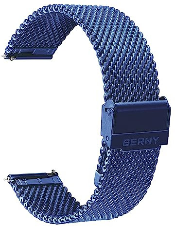 BERNY Edelstahl Mesh Uhrenarmband für Männer Frauen Quick Release Verstellbare Milanese Uhrenarmbänder Solid Metal Uhrenarmband mit doppelter Sicherheitsschließe Blaugold und bunte 20mm 22mm
