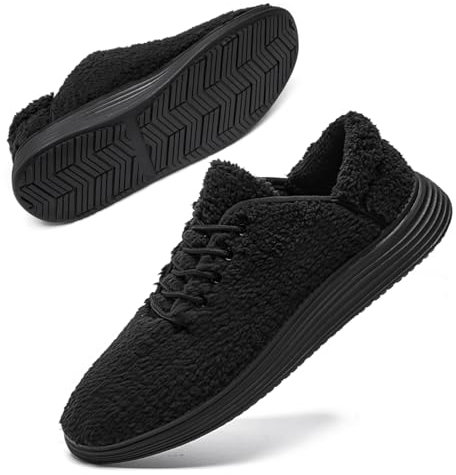 Tvtaop Winterschuhe Herren Schuhe Wärme Plüsch Joggen Turnschuhe Leichtgewichts Walkingschuhe Männer Hausschuhe Schwarz 42 EU