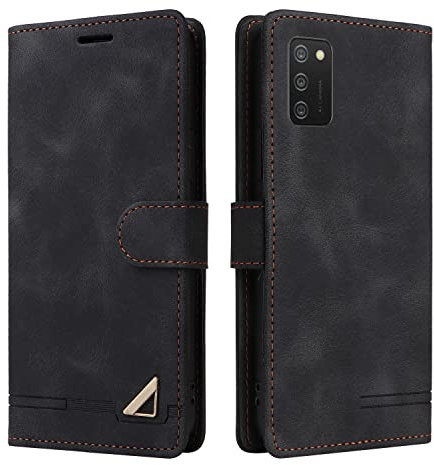 OKZone Kompatibel mit Samsung Galaxy A02S/M02S Hülle, Halterung Standfunktion Kartenfach Wallet Schutzhülle Stoßfest Premium Leder Schutzhülle Handyhülle für Samsung Galaxy A02S/M02S (Schwarz)