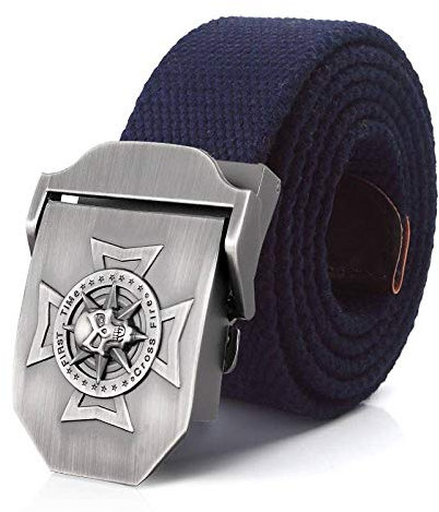 Cinturón De Lona Para Hombre, Hebilla De Metal Con Calavera Cruzada, Cinturones Tácticos Militares Del Ejército, Para Hombres, Cintura De Jeans De Moda, Correa Para Hombre, Cinturón De Lona Total