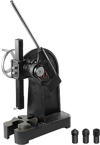 VEVOR Arbor Press, 3 Ton Ratchet Type Arbor Press, Ratchet Leverage Arbor Press with Handwheel, 12.2 Maximum Height, Cast Iron Manual Desktop Punch Press, for Stamping, Bending, Stretching, Forming