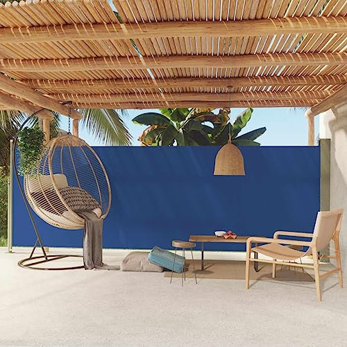 Hovothy 180x500 cm Seitenmarkise Ausziehbar Blau Sichtschutz Balkon Schlichte Sichtschutz Garten Stilvolle Terrassen Sichtschutz Automatische Rückrollfunktion Windschutz Regenschutz Sonnenschutz