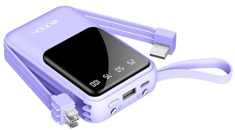 Portable Phone Charger 10000mAh Quick Charge 3.0 USB Power Bank LED Dispaly Fast Charging External Battery Pack Compatible with Google LG Android Samsung Galaxy Nintendo Switch (Purple)