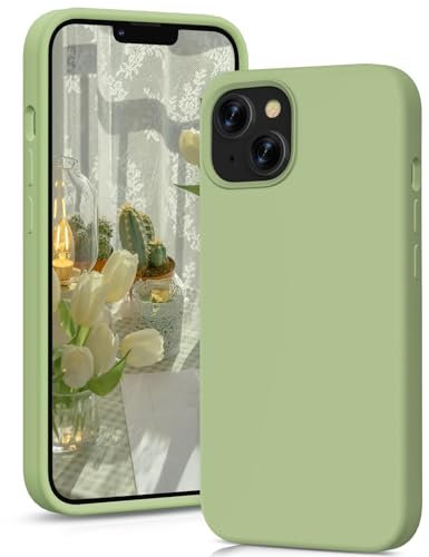 OitiYaa Silicone Case Designed for iPhone 14 Case, Ultra Slim Shockproof Protective Liquid Silicone Phone Case with Soft Anti-Scratch Microfiber Lining,6.1 inch, Matcha Green
