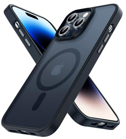 S. Tedazo Magnetisch Hülle für iPhone 14 Pro Max, Kompatibel mit MagSafe, Militärischer Schutz,Durchscheinende Matt UltraDünn Handyhülle,Stoßfest Kratzfest Schutzhülle für iPhone 14 Pro Max,Schwarz
