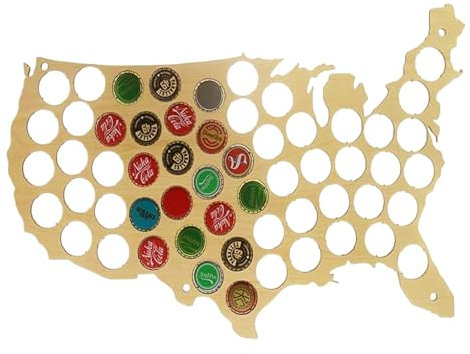 USA Bierdeckelkarte, Wand-Bierkarte, Flaschendeckel-Halter, Poster, Wanddekoration, für Freunde und Familie, die gerne reisen