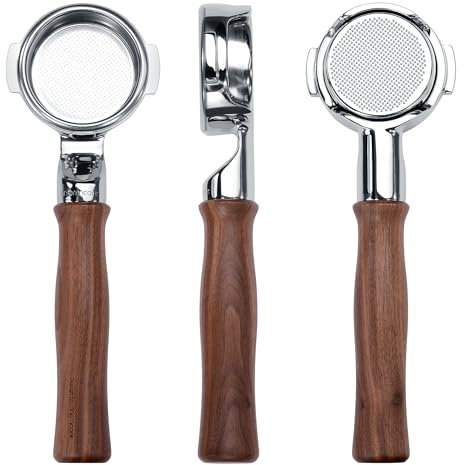 Normcore Porte-filtre nu sans fond de 58 mm compatible avec tête de groupe E61, ECM, Rocket, Sanremo, Synesso, Slayer, VBM, poignée en bois de noyer américain véritable et panier de 22 g