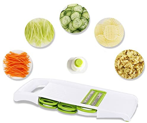 OhhGo Juego de rebanador de mandolina 5 en 1 para cocina, cortador de verduras en juliana, utensilio de cocina