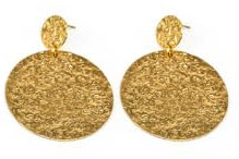 Vestopazzo orecchini 2 tondi.2 cerchi piatti effetto battuto in ottone.Nickel tested.Lavorazione artigianale.Unisex.DD16117, medium