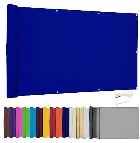 Lingle888 Balkon Sichtschutz PB2 PES blickdichte Balkonumspannung mit Ösen und Kabelbinder 8 Tage geliefert - in div.20 Größen & 14 Farben 420D(Saphir,0.9x4m)