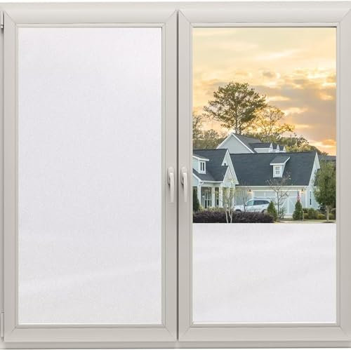 Cycbiki Fensterfolie Milchglasfolie 90×200CM Selbstklebend Statische Sichtschutzfolie Blickdicht von Aussen Anti-UV Scheibenfolie für Fenster Privatsphäre Schutzfolie Matt Weiß für Büro Zuhause