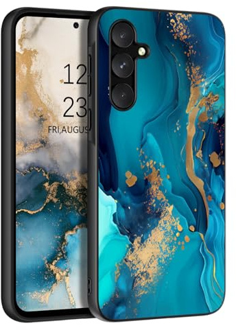 BENTOBEN für Handyhülle für Samsung Galaxy A55 5G Hülle, Samsung A55 5G Case Leuchten im Dunkeln Slim dünn Fluoreszenz Gold Blau Marmor Muster PC Schale TPU Bumper Kratzfest Schutzhülle Hülle