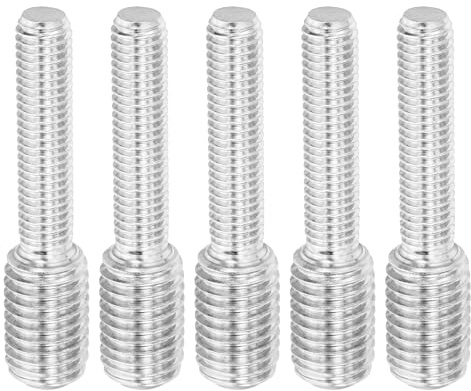 PATIKIL M8*M12*55 Doppelt-Endgewindebolzen, 5er Packung 304 Edelstahl Stangenbolzen Gewinde Reduzieradapter für Möbelbeschläge, 55mm lang
