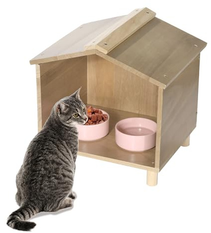 BALAPET Outdoor Cat Feeder & Shelter - Waterproof Cat House for Outdoor Feeding Station, Perfect for Feral Cats, Birds, Rabbits, Cats & Dogs