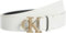 Calvin Klein Damen Gürtel Monogram Plaque Buckle 3,0 cm Ledergürtel, Elfenbein (Silver Birch/Tumbled Gold), 65 cm
