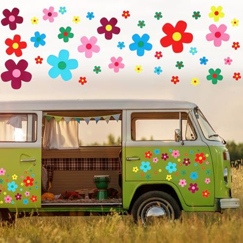350 PCS Autoaufkleber,Blume Auto Aufkleber Aufkleber,Blumen Auto Dekorationen Zubehör Car Sticker Deko Vinyl Wandaufkleber Fenster Aufkleber für Geländewagen Wohnmobil Karosserie Seitentür Kofferraum
