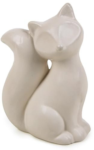 Logbuch-Verlag Schlauer Fuchs Figur weiß Creme aus Porzellan Dekofigur Herbst Weihnachten modern Deko 13,5 cm