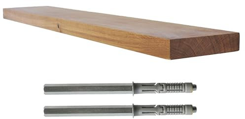 ZUSCHNITTPROFI.DE Design schwebendes Regal aus Eiche (60 x 15 x 2,8 cm) – handgefertigtes Regalbrett aus fein geschliffenem, naturgeöltem Eichenholz – Wandregal inkl. stabilem Befestigungsmaterial