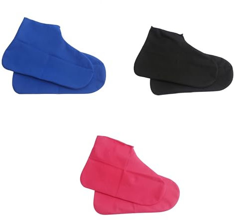 3 Paar,Anti-Rutsch Regenschutz Schuhe,Tragbarer Silikon Regenüberschuhe,Unisex Wasserdichte Silikon Überschuhe,Schuhüberzieher Wasserdicht,Für Regen, Schneetag,Wüstenstrand,Schlammige Straßen (L)