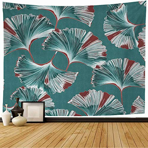 Wandtuch Blume Beige Asiatisch Ginkgo Biloba Abstrakt Schönheit Schwarz Botanisch Botanik China Muster Tapestry Waschbar Wandteppich Weiches Wandbehang Für Wohnzimmer Wohnheim 130x152cm