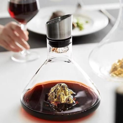 Carroterr Crystal Clear Carafe à vin rouge avec distributeur intégré et aérateur à main, style classique, transparent