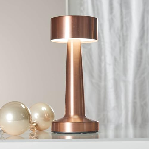 Coopers of Stortford USB Rechargeable Touch Light Table Lamp | Gold/Rose Gold/Silver (Rose Gold)