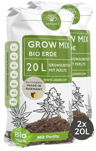 Bio Grow Erde 40 L - Substrat mit extra viel Perlite - Grow Bio Blumenerde lebenden Wurzelaktivator Mikroorganismen (Trichoderma) - Anzuchterde