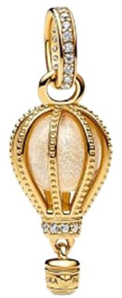 NUNUYAYA Damen Charm Anhänger für Armband 925 Sterling Silber Golden Hot Air Balloon Dangle Charms Beads passend für Armband Halskette,Charm Anhänger für Europäischen Armbänder Frauen Mädchen