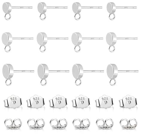 Perni Orecchini Oro, Orecchini con farfalla 12 Pezzi, Orecchini Piatti fai da te Kit Argento 925, Ipoallergenici, Set di Orecchini con Farfalla, Chiusura per La Creazione di Gioielli