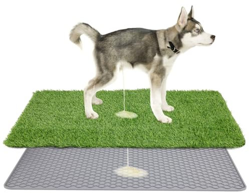 Hohong Dog Grass Pad Tray with Artificial Turf - Reusable Puppy Training Mat for Indoor/Outdoor Use, 60x50cm Leak-Proof Base & Anti-Slip Design, Toilet Training Essentials for Dogs/Puppies