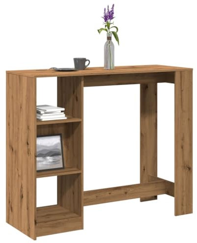 Gecheer Bartisch, Stehtisch Bartheke mit Ablagen, Holzwerkstoff, 124x46x103,5 cm, für Küche Esszimmer
