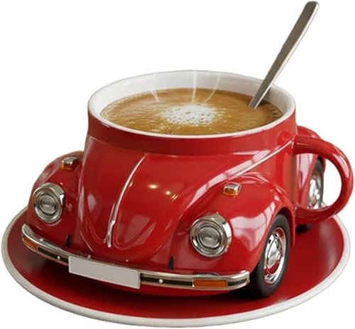 Bunte Auto geformte Kaffeetasse, handgefertigte fantasievolle Auto geformte Tasse, lustige Auto geformte Getränketasse für Auto Fans, Home Office Dekor kreative Geschenke für Auto Liebhaber (A)