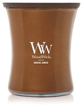 WoodWick Marine Amber Holiday Candle Gifts for Women and Men, 9.7 oz Precious Metals Collection with Crackling Wick